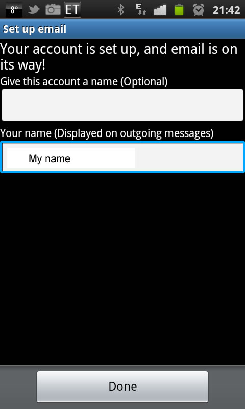 Finalise adding an email to your smart phone